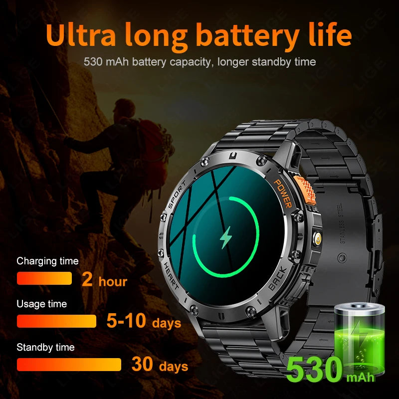 Para Huawei Xiaomi nuevo reloj inteligente AMOLED para hombres con linterna deportes impermeable rastreador de Fitness Bluetooth llamada Smartwatch hombre + caja