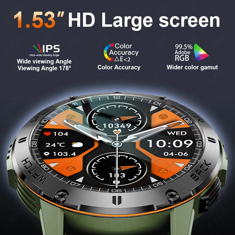 2025 nuevo para Xiaomi Smartwatch pantalla AMOLED brújula IP68 impermeable BT llamada Monitor de salud linterna reloj deportivo al aire libre LIGE