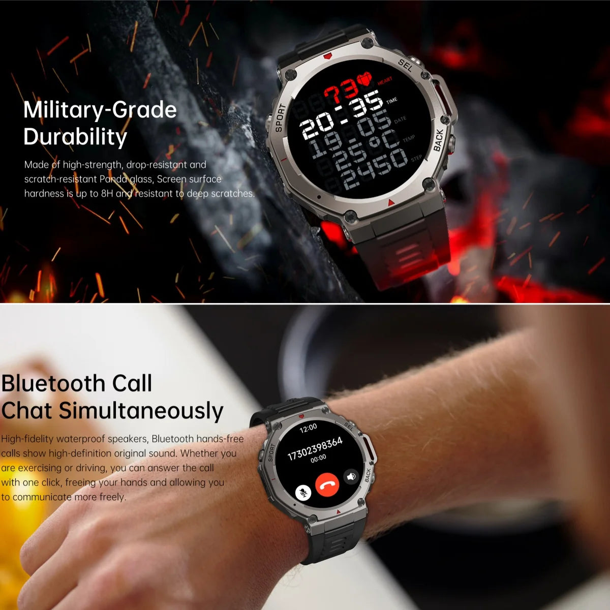 VWAR T-Rex3 GPS reloj inteligente 2025 para Xiaomi Samsung reloj inteligente militar hombres 5ATM impermeable 170 modos deportivos GPS incorporado BT llamada