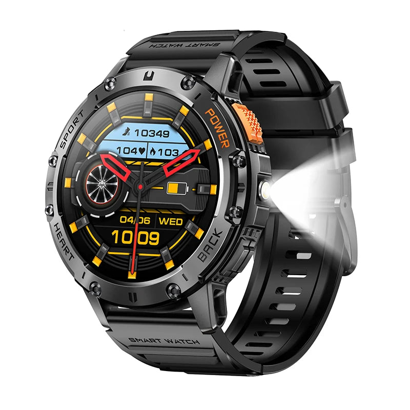 Para Huawei Xiaomi nuevo reloj inteligente AMOLED para hombres con linterna deportes impermeable rastreador de Fitness Bluetooth llamada Smartwatch hombre + caja